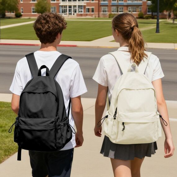 HYC00 Schulrucksack Damen, Causal Travel Schultaschen 14 Zoll Laptop Rucksack für Mädchen Teenager Schultasche Leichter Rucksack Schule Aesthetic Bookbag College Backpack Boys Men Work Daypack,Schwarz