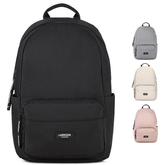 LARKSON Schulrucksack Mädchen & Jungen Teenager Schwarz - No 3 - Rucksack Damen & Herren für Schule - 16" Laptopfach - Aus Recyceltem PET - Wasserabweisend