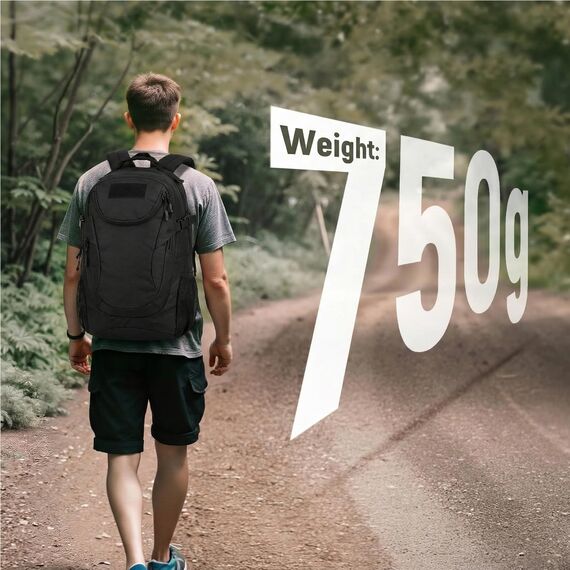 VINBAGGE Rucksack Molle Taktische Motorrad Wanderrucksack Outdoor Wasserdicht Trekkingrucksack 25L Campus Jagdrucksack Schulrucksack Jungen Daypack für Herren Damen Schwarz