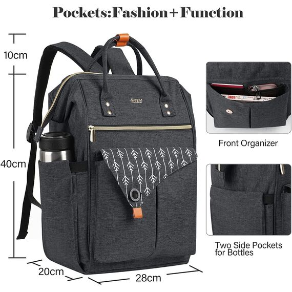 Rucksack Damen, Laptop Rucksack 15,6 Zoll Laptop Schulrucksack mit USB Ladeanschluss Arbeit Wandern Reisen Camping, Mädchen, Oxford,