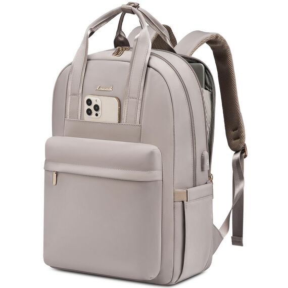 LOVEVOOK Rucksack Damen 18 Zoll, Groß Laptop Schulrucksack Teenager Mädchen mit Laptopfach, Wasserdicht Reiserucksack Arbeitstasche Handgepäck Rucksack für Schule Uni Reise Arbeit, Taro-grau