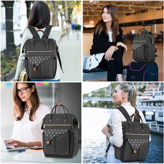 Rucksack Damen, Laptop Rucksack 15,6 Zoll Laptop Schulrucksack mit USB Ladeanschluss Arbeit Wandern Reisen Camping, Mädchen, Oxford,
