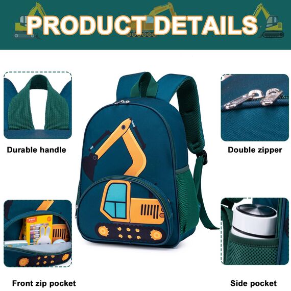 LOIDOU Kinderrucksack Jungen Kinder Rucksack Tagesrucksack Vorschulrucksack Kindergartentasche Schulrucksack für Schule Kita 38cm 3-8Y