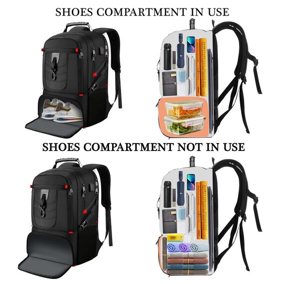 VESERI Laptop Rucksack Herren Damen 18,4 Zoll,Sporttasche Schulrucksack Jungen Teenager mit Schuhfach,Wasserdichter Umhängetasche für Fitnessstudio Reisen Arbeit