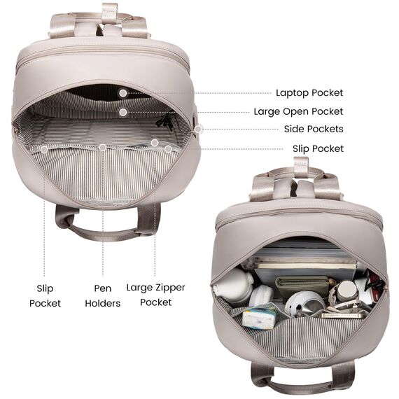LOVEVOOK Rucksack Damen 17,3 Zoll, Groß Laptop Schulrucksack Teenager Mädchen mit Laptopfach, Wasserdicht Reiserucksack Arbeitstasche Handgepäck Rucksack für Schule Uni Reise Arbeit, Taro-grau