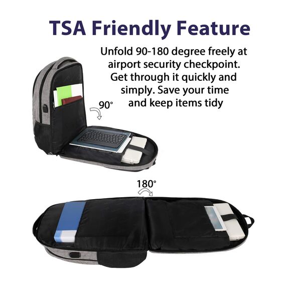 MATEIN Laptop Rucksack Herren 17 Zoll, Großer Wasserfester Rucksack Herren Reisen Tasche Arbeit Business Schulrucksack mit USB Ladeanschluss, Anti Diebstahl TSA Backpack Teenager Daypack, Grau