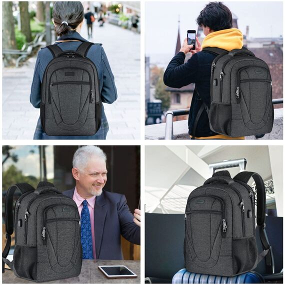 BIKROD Rucksack Herren, Schulrucksack Jungen Teenager, Wasserdichtem Schule 15.6 Zoll Laptop Rucksack mit USB Ladeanschluss, Backpack für Arbeit Reisen Wandern mit Anti Diebstahl Tasche