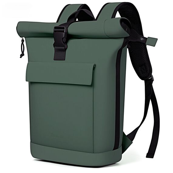 Lekeinchi Rolltop Rucksack Damen & Herren, Elegant Laptop Rucksack Wasserdicht mit 17 Zoll Laptopfach, Großer Reiserucksack Tagesrucksack Schulrucksack für Reisen, Uni Schule, Arbeit - Grün