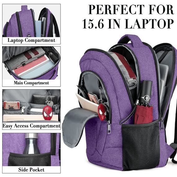 BIKROD Rucksack Herren und Damen, Schulrucksack Jungen Mädchen Teenager, Wasserdicht Rucksack | 15.6 Zoll Laptoptasche mit USB Ladeanschluss | Arbeit Reisen Wandern Backpack mit Anti Diebstahl Tasche