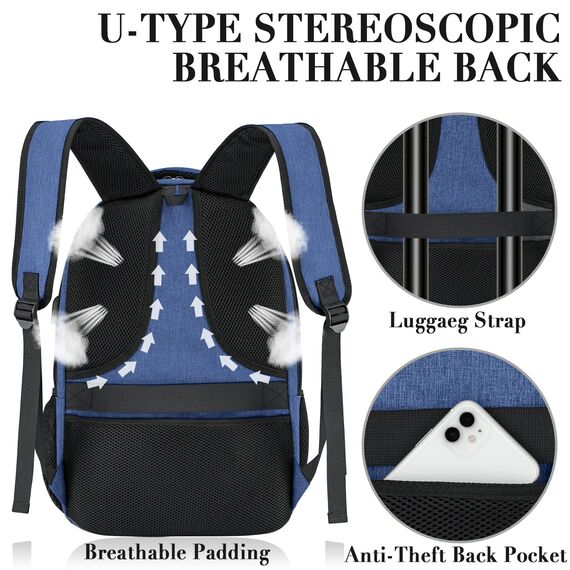 BIKROD Rucksack Herren und Damen, Schulrucksack Jungen Mädchen Teenager, Wasserdicht Rucksack | 17.3 Zoll Laptoptasche mit USB Ladeanschluss | Arbeit Reisen Wandern Backpack mit Anti Diebstahl Tasche