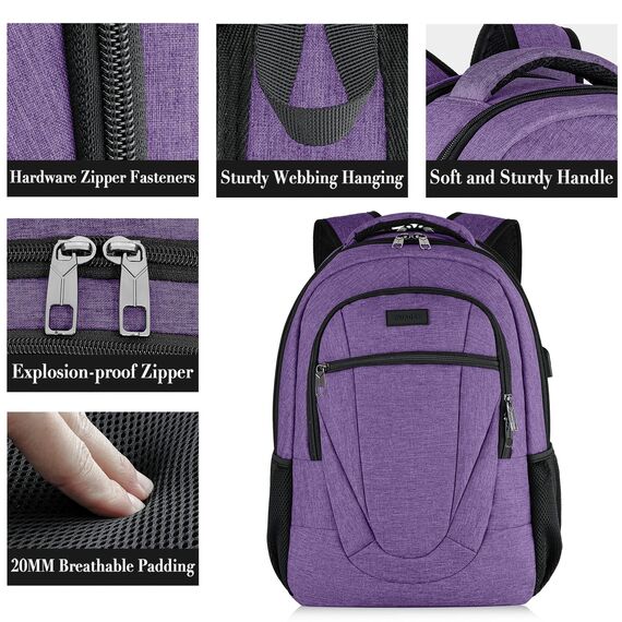 BIKROD Rucksack Herren und Damen, Schulrucksack Jungen Mädchen Teenager, Wasserdicht Rucksack | 15.6 Zoll Laptoptasche mit USB Ladeanschluss | Arbeit Reisen Wandern Backpack mit Anti Diebstahl Tasche