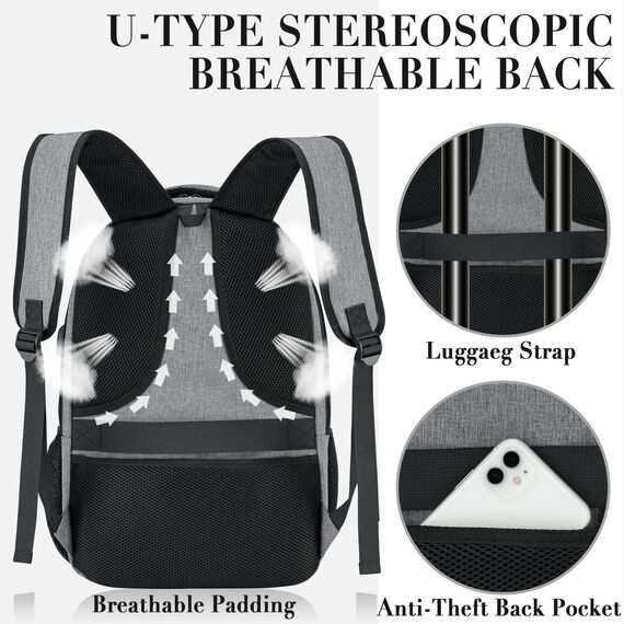 BIKROD Rucksack Herren und Damen, Schulrucksack Jungen Mädchen Teenager, Wasserdicht Rucksack | 15.6 Zoll Laptoptasche mit USB Ladeanschluss | Arbeit Reisen Wandern Backpack mit Anti Diebstahl Tasche