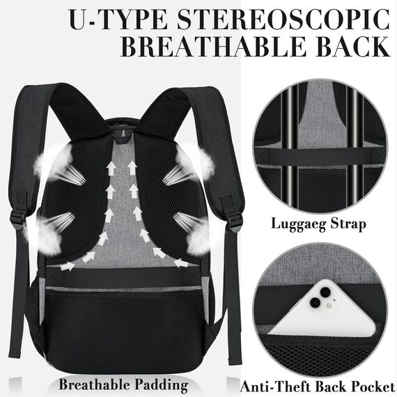 BIKROD Rucksack Herren und Damen, Schulrucksack Jungen Mädchen Teenager, Wasserdicht Rucksack | 15.6 Zoll Laptoptasche mit USB Ladeanschluss | Arbeit Reisen Wandern Backpack mit Anti Diebstahl Tasche