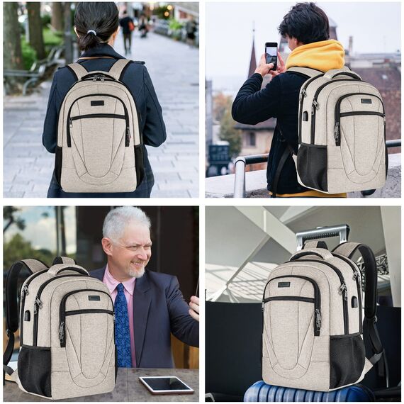 BIKROD Rucksack Herren und Damen, Schulrucksack Jungen Mädchen Teenager, Wasserdicht Rucksack | 17.3 Zoll Laptoptasche mit USB Ladeanschluss | Arbeit Reisen Wandern Backpack mit Anti Diebstahl Tasche