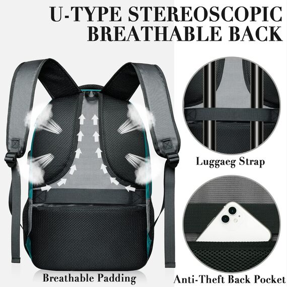 BIKROD Rucksack Herren und Damen, Schulrucksack Jungen Mädchen Teenager, Wasserdicht Rucksack | 17.3 Zoll Laptoptasche mit USB Ladeanschluss | Arbeit Reisen Wandern Backpack mit Anti Diebstahl Tasche