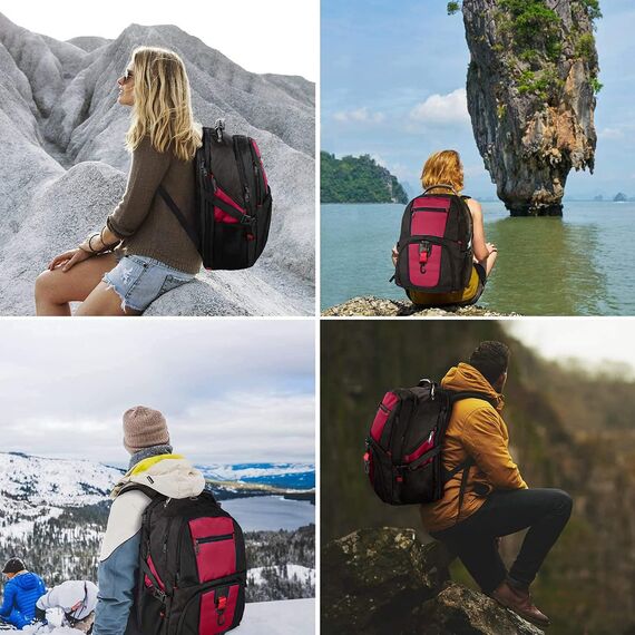 MATEIN Groß Laptop Rucksack Herren 17 Zoll, 17,3 Zoll Arbeit Wasserdicht Backpack Laptoptasche Reisen Rucksack, Schulrucksack Teenager Jungen Anti Diebstahl Business, Rot