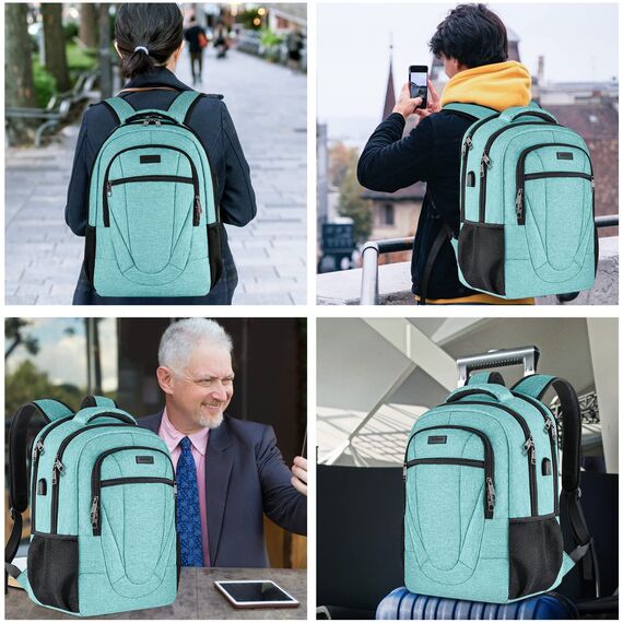 BIKROD Rucksack Herren und Damen, Schulrucksack Jungen Mädchen Teenager, Wasserdicht Rucksack | 17.3 Zoll Laptoptasche mit USB Ladeanschluss | Arbeit Reisen Wandern Backpack mit Anti Diebstahl Tasche