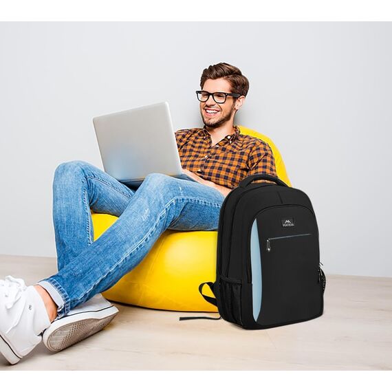 MATEIN Business Laptop Rucksack 15,6 Zoll Reise Laptoptasche mit USB Ladeanschluss Wasserabweisend Daypack Arbeit College Computer Herren Damen, Blauschwarz