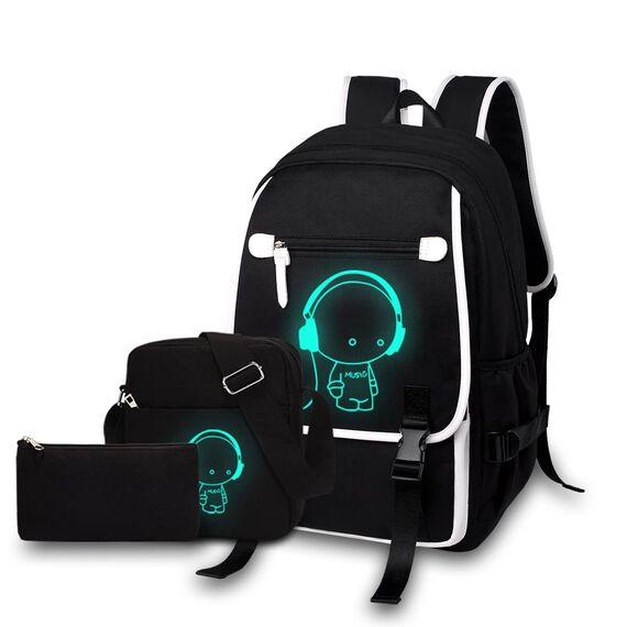 Asge Schulrucksack Jungen Mädchen Teenager Rucksack Groß 3-teiliges Set Schulranzen Reflektierender Wasserdicht Backpack School Bags for Boys Schultasche für Schule Travel Outdoor