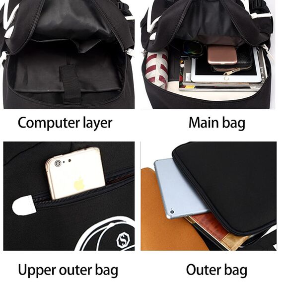 Asge Schulrucksack Jungen Mädchen Teenager Rucksack Groß 3-teiliges Set Schulranzen Reflektierender Wasserdicht Backpack School Bags for Boys Schultasche für Schule Travel Outdoor