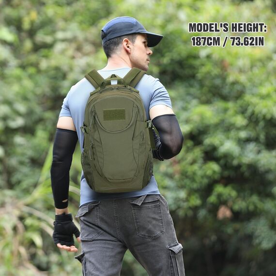 VINBAGGE Rucksack Taktischer Motorrad Wanderrucksack Outdoor Wasserdicht Trekkingrucksack 25L Campus Wandern Arbeit Schulrucksack Jungen Daypack für Herren Damen Grün（500D-Aufrüstung）