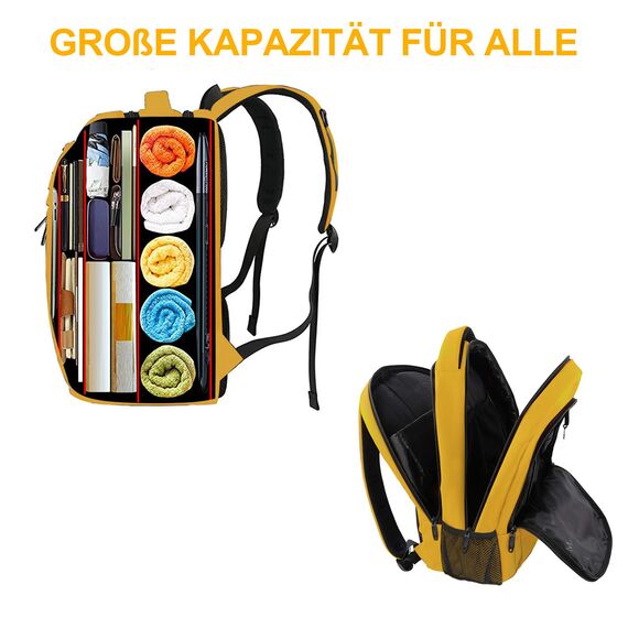 MATEIN Laptop Rucksack Damen 15,6 Zoll Arbeitsrucksack Business Frauen Schulrucksack für Mädchen Jungen mit USB-Ladeanschluss Daypack Student, Zitronengelb