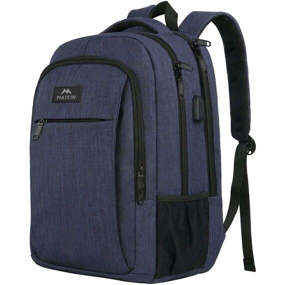 MATEIN Schulrucksack 15,6 Zoll Laptop Notebook Rucksack Backpack Schultasche für Männer mit USB Ladeanschluss Jungen Computertasche Geschenk Reisen Arbeit, Blau