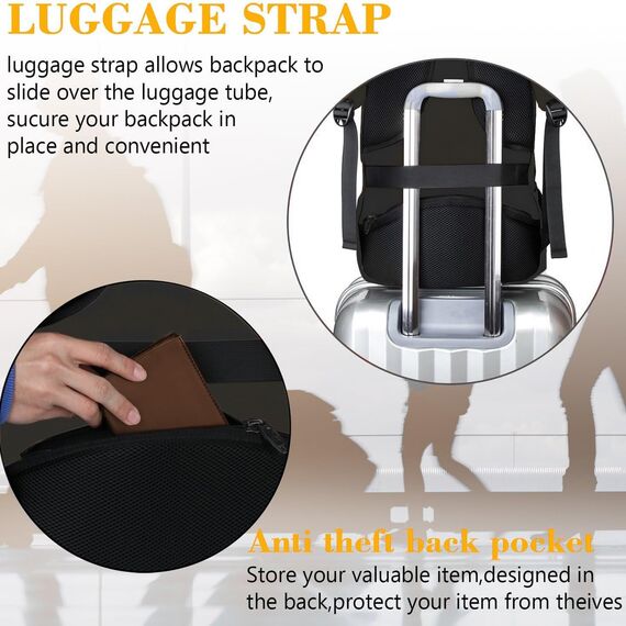 MATEIN Schulrucksack Teenager, Laptop Rucksack 17,3 Zoll Schulrucksack Jungen, Laptoptasche mit USB Ladeanschluss für Arbeit, Reisen, Wanderrucksack, Schulanfang, Essential Bag Damen, Schwarzorange