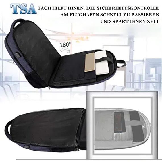 MATEIN Rucksack Herren Große 17,3 Zoll, Computer Arbeitsrucksack mit Laptopfach USB-Ladeanschluss Schulrucksack Wasserdicht Anti-Diebstahl Reiserucksack Männer und Frauen, Dunkelblau