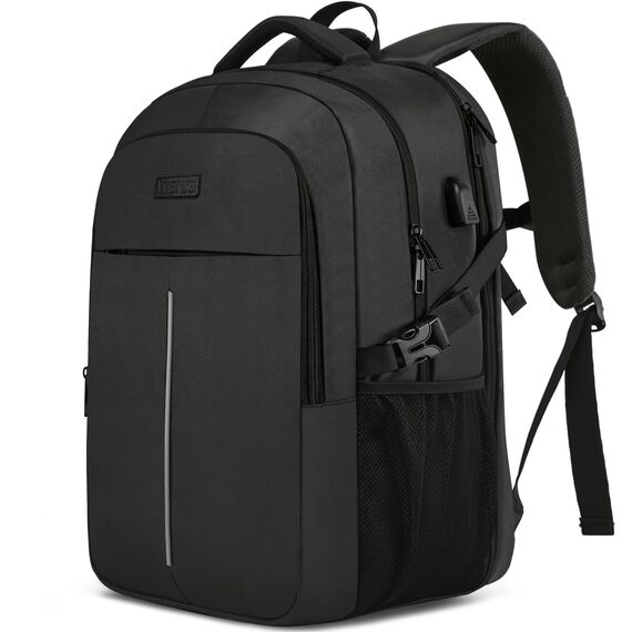 Extra Groß Rucksack Herren 55L,18.4 Zoll Laptop für Schule Arbeit mit USB Ladeanschluss Wasserdicht Business Reisen Notebook Tasche Schulrucksack für Männer Frauen Jungen Teenager Schwarz