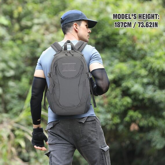 VINBAGGE Rucksack Taktischer Motorrad Wanderrucksack Outdoor Wasserdicht Trekkingrucksack 25L Campus Wandern Arbeit Schulrucksack Jungen Daypack für Herren Damen Grau（500D-Aufrüstung）