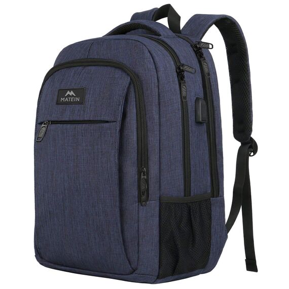 MATEIN Schulrucksack 15,6 Zoll Laptop Notebook Rucksack Backpack Schultasche für Männer mit USB Ladeanschluss Jungen Computertasche Geschenk Reisen Arbeit, Blau