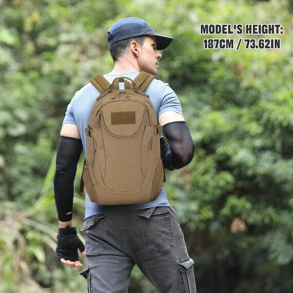 VINBAGGE Rucksack Taktischer Motorrad Wanderrucksack Outdoor Wasserdicht Trekkingrucksack 25L Campus Wandern Arbeit Schulrucksack Jungen Daypack für Herren Damen Braun（500D-Aufrüstung）