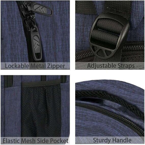 MATEIN Schulrucksack 15,6 Zoll Laptop Notebook Rucksack Backpack Schultasche für Männer mit USB Ladeanschluss Jungen Computertasche Geschenk Reisen Arbeit, Blau