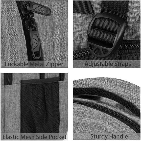 MATEIN Daypacks, Laptop Rucksäcke 17,3 Zoll Anti Diebstahl Tasche Herren Arbeit Rucksack College mit USB Ladeanschluss für Männer, Frauen, Arbeit, Reisen, Business, Grau