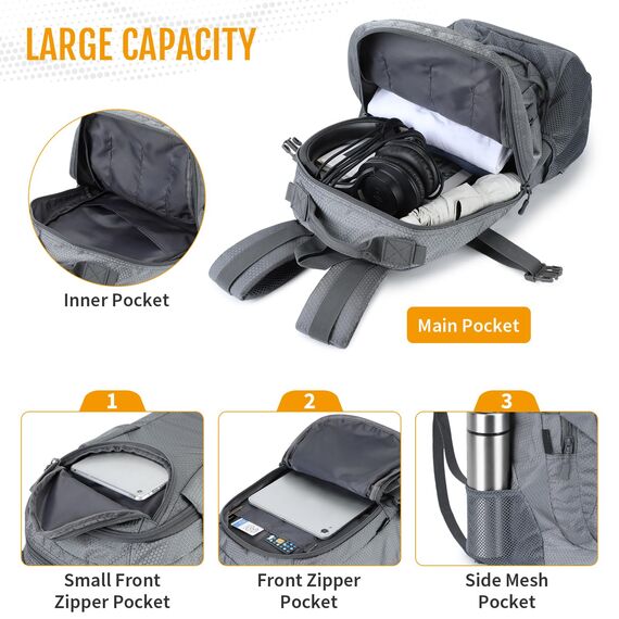 VINBAGGE Militär Rucksack Molle Taktische Motorrad Wanderrucksack Outdoor Wasserdicht Trekkingrucksack 25L Campus Jagdrucksack Schulrucksack Jungen Daypack für Herren Damen Grau