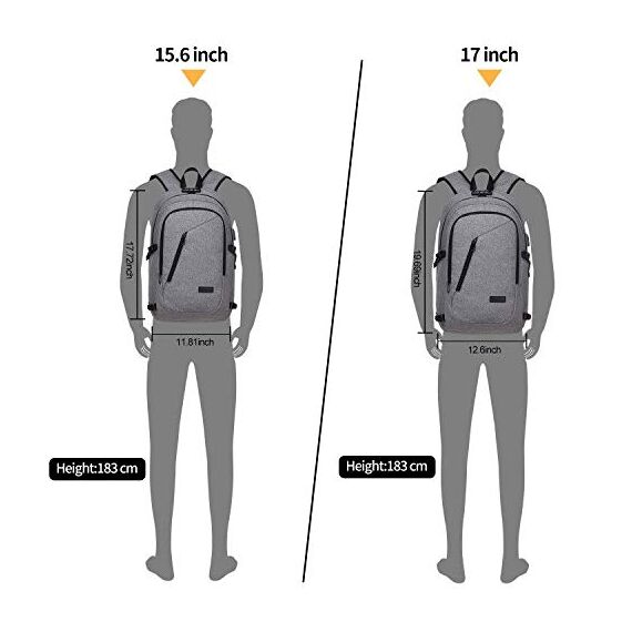 WENIG Laptop Rucksack Herren,17 Zoll Laptop Anti Diebstahl Rucksack Tasche Schulrucksack Business Notebook Rucksack Wasserdicht mit USB,Geschenk für Männer,Arbeit Reisen Schüler Jungen Teenager Grau