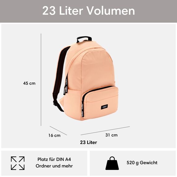 LARKSON Schulrucksack Mädchen & Jungen Teenager Orange - No 3 - Rucksack Damen & Herren für Schule - 16" Laptopfach - Aus Recyceltem PET - Wasserabweisend