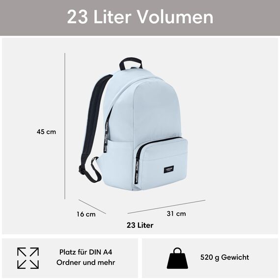 LARKSON Schulrucksack Mädchen & Jungen Teenager Hellblau - No 3 - Rucksack Damen & Herren für Schule - 16" Laptopfach - Aus Recyceltem PET - Wasserabweisend
