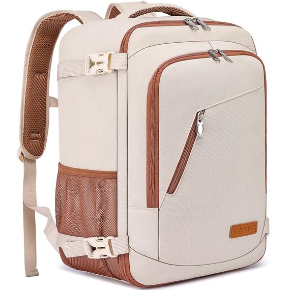 Ryanair Handgepäck 40x20x25 Handgepäck Rucksack Flugzeug Damen Rucksack 40x20x25 Klein 20L Reiserucksack für Frauen Handgepäck Tasche Laptop Rucksack 14 Zoll mit USB Ladeanschluss,Beige-braun