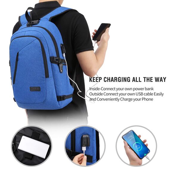 WENIG Laptop Rucksack Herren,15.6 Zoll Laptop Anti Diebstahl Rucksack Tasche Schulrucksack Business Notebook Rucksack Wasserdicht mit USB, Geschenk für Männer,Arbeit Reisen Schüler Jungen Teenager