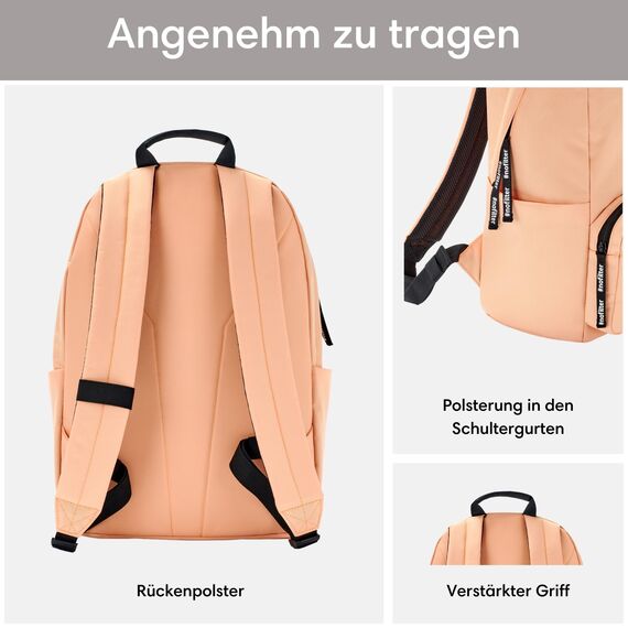 LARKSON Schulrucksack Mädchen & Jungen Teenager Orange - No 3 - Rucksack Damen & Herren für Schule - 16" Laptopfach - Aus Recyceltem PET - Wasserabweisend