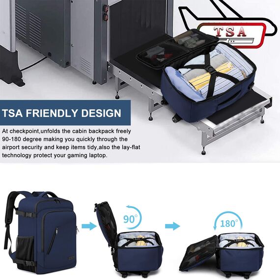Für Ryanair Handgepäck 40x20x25 Rucksack für Flugzeug 20L Klein Reiserucksack für Herren Damen Tasche Laptop 14 Zoll Mit USB Ladeanschluss Reisetasche für Weekender, Blau