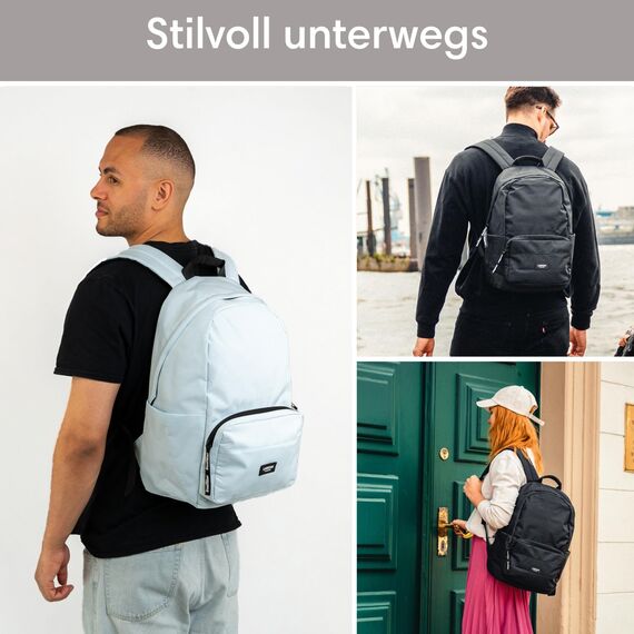 LARKSON Schulrucksack Mädchen & Jungen Teenager Hellblau - No 3 - Rucksack Damen & Herren für Schule - 16" Laptopfach - Aus Recyceltem PET - Wasserabweisend