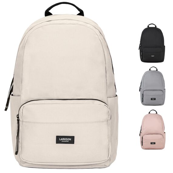 LARKSON Schulrucksack Mädchen & Jungen Teenager Beige - No 3 - Rucksack Damen & Herren für Schule - 16" Laptopfach - Aus Recyceltem PET - Wasserabweisend