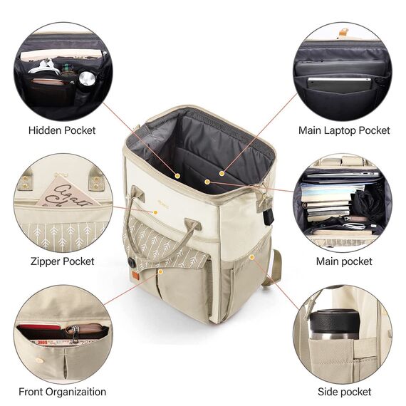 Rucksack Damen für Schule Rucksack 15,6 Zoll Schulrucksack Mädchen Teenager Daypack wasserdichte mit USB-Ladeanschluss für Universität