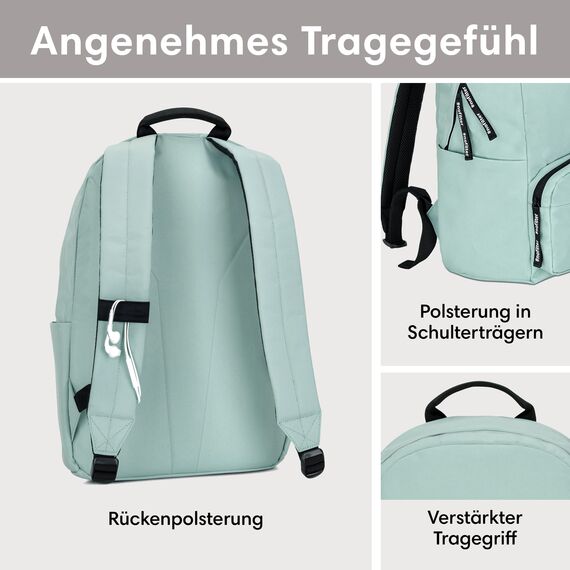 LARKSON Schulrucksack Mädchen & Jungen Teenager Mint - No 3 - Rucksack Damen & Herren für Schule - 16" Laptopfach - Aus Recyceltem PET - Wasserabweisend