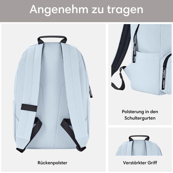 LARKSON Schulrucksack Mädchen & Jungen Teenager Hellblau - No 3 - Rucksack Damen & Herren für Schule - 16" Laptopfach - Aus Recyceltem PET - Wasserabweisend