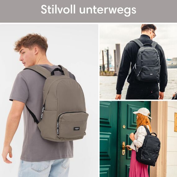 LARKSON Schulrucksack Mädchen & Jungen Teenager Grau - No 3 - Rucksack Damen & Herren für Schule - 16" Laptopfach - Aus Recyceltem PET - Wasserabweisend