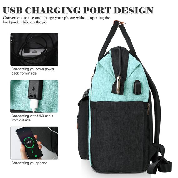 RJEU Rucksack Damen, Schulrucksack Mädchen, Rucksack mit einem USB-Ladeanschluss von 15,6 Zoll, Rucksack Geschenke für Frauen für Valentinstag, Muttertag, Geburtstag für Mutter, Schwester, Ehefrau